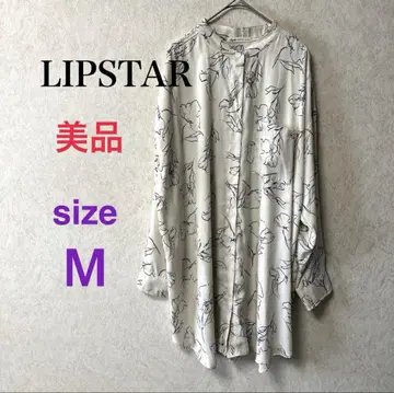 [ 새상품급 ] LIPSTAR 긴팔 셔츠 블라우스 꽃무늬 M 스탠드 카라 화이트