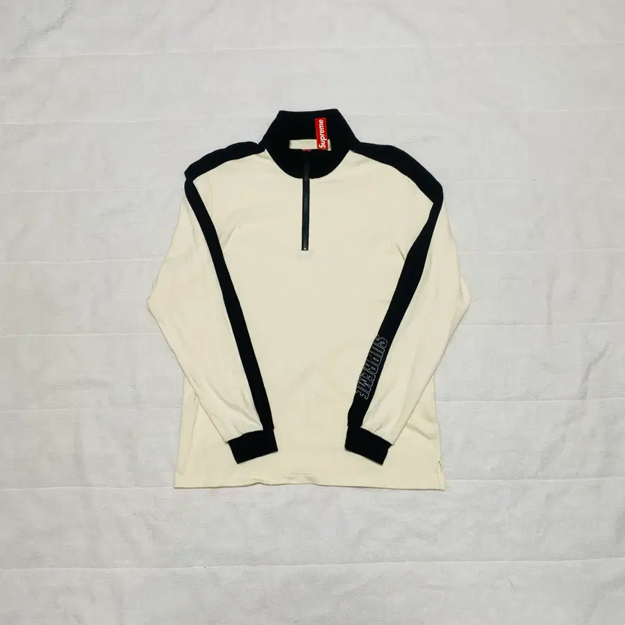 (M)슈프림 17FW Sleeve Stripe L/S Half Zip Top