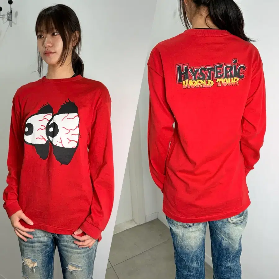 히스테릭 글래머 HYSTERIC MINI world tour 눈알 펑크 긴팔 티셔츠
