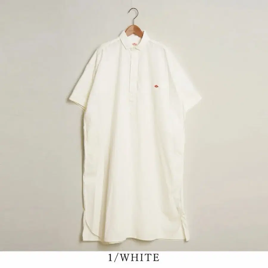 단톤 반팔 셔츠 원피스 화이트 36