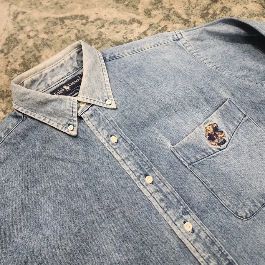 90s 제작 POLO RL 폴로베어 데님셔츠