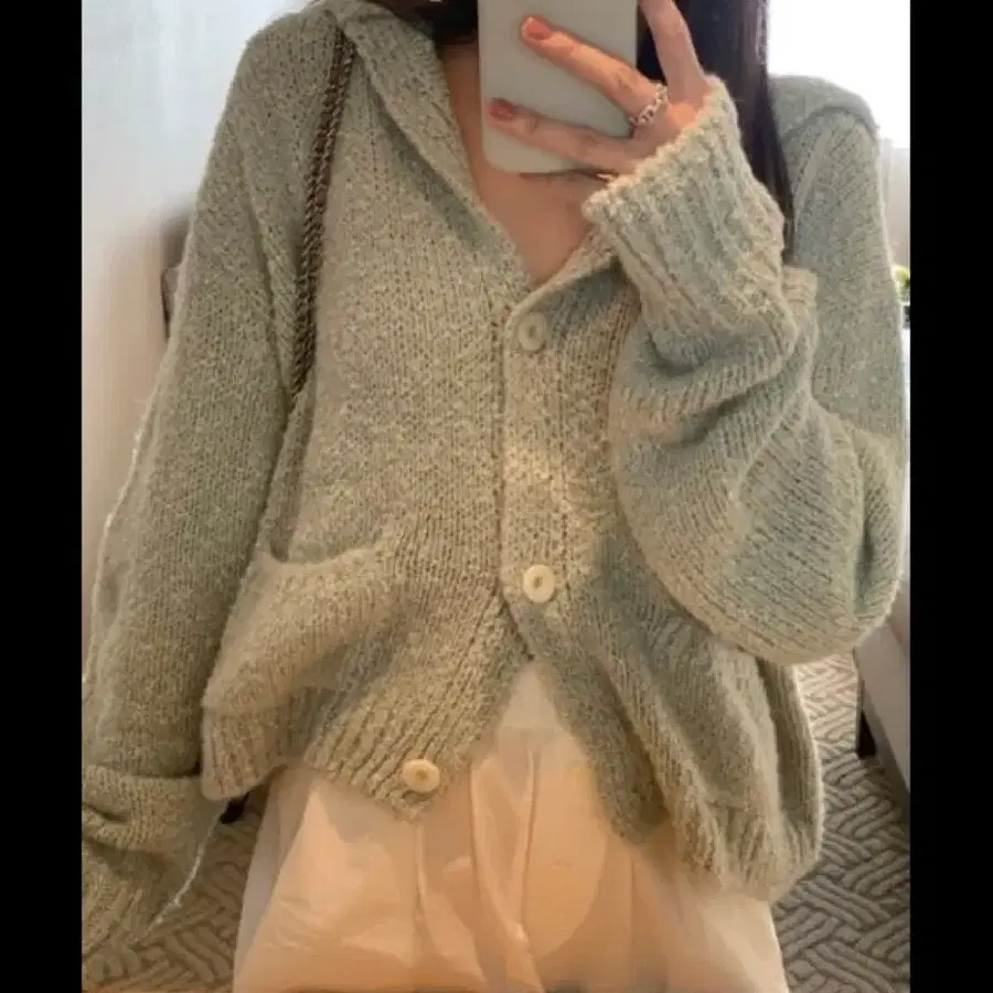 레이지샵 lazyshop 로티 후드 니트 민트