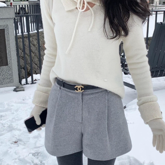 르플레인 캐시미어 쇼츠 그레이 leplein