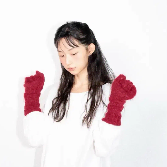 피콜로파라다이스 더위시 리즈 Leeds 알파카 터치 글로브 장갑 레드