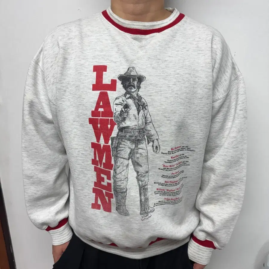 90s Made In USA BAC Premier '보안관vs무법자' 배색 스웻셔츠 XL