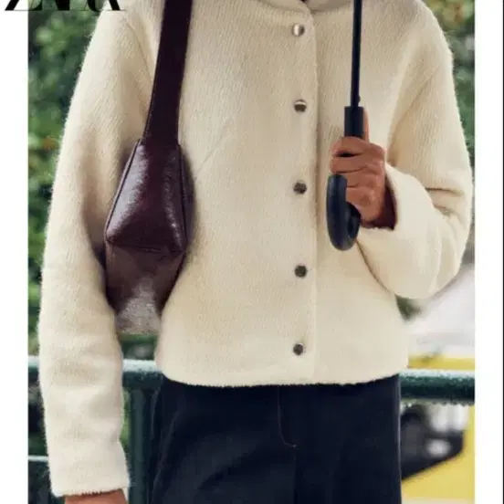 5회 착용) 자라 ZARA 크롭 봄버 재킷 울 자켓 아이보리 블루종 코스 앤아더스토리즈 마시모두띠 아르켓