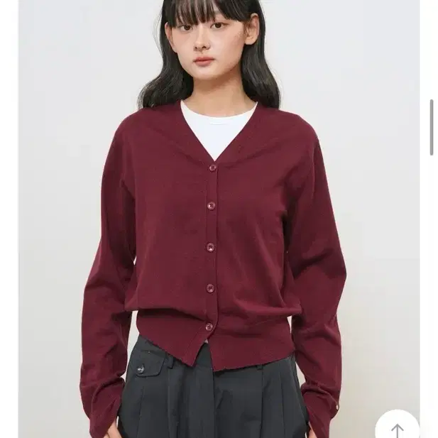 (새상품) 제너럴아이디어 릴렉스드 핏 브이넥 가디건 플럼 M