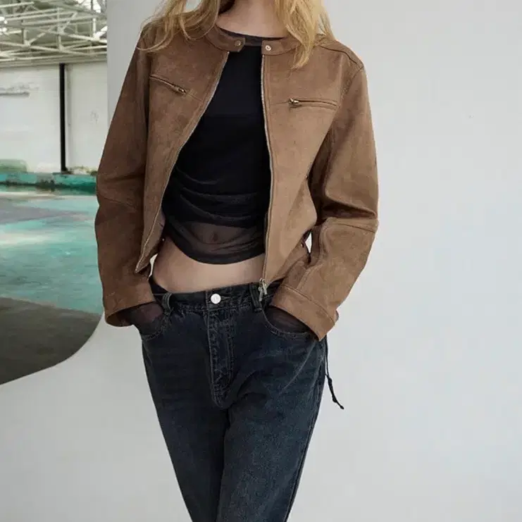 미쏘 바이커자켓 브라운 L
