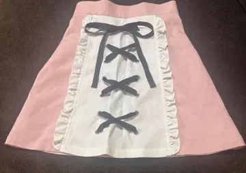 Ank Rouge 사다리꼴 스커트 레이스업 리본 레이스업 헤이세이 걸리시