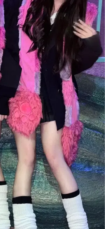 디즈니 핑크색 팬캡 머플러