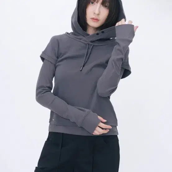 미세키서울 Raglan layered hoodie SET CHARCOAL