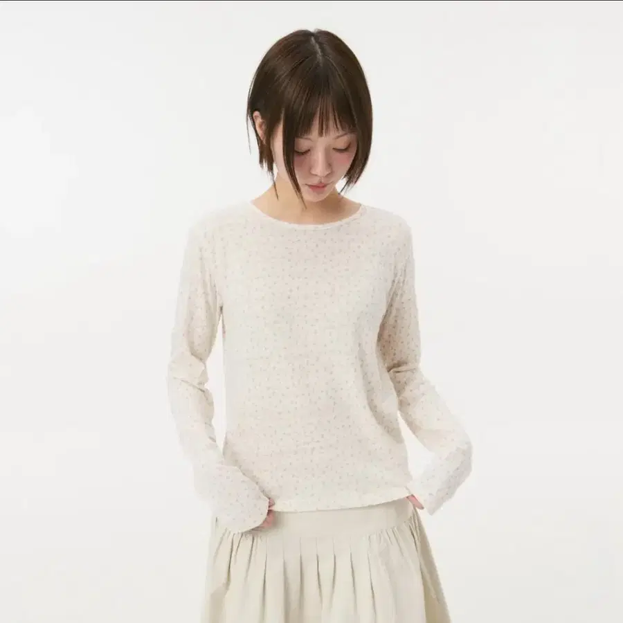 (새상품)오헤시오KEY PATTERNED LONG SLEEVE, IVORY
