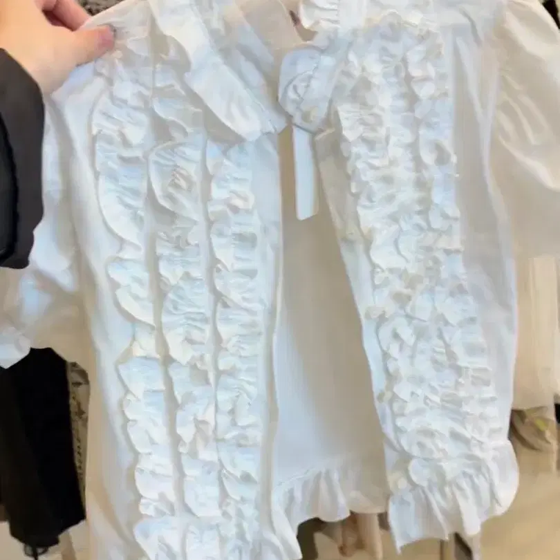 Otu vintage 빈티지 프릴 흰색 반팔 셔츠