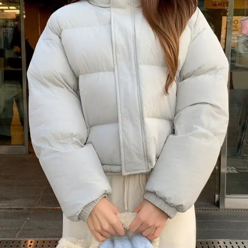 아뜨랑스 웰론 라이트 그레이 숏패딩