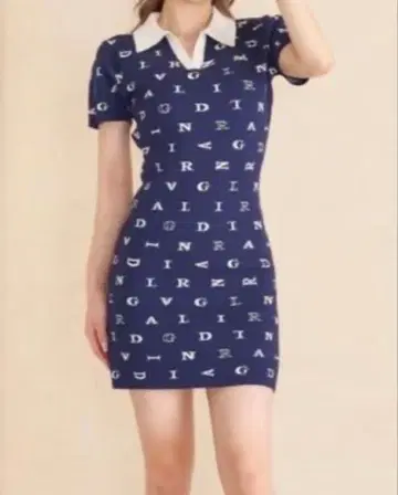 Darich 다리치 랜덤 로고 폴로 니트 미니 원피스 네이비