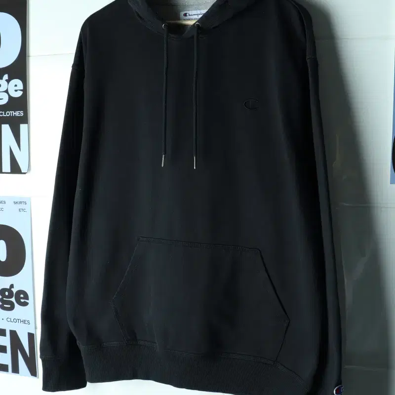 (L-2XL) 챔피온 후드티셔츠 빅사이즈 블랙 올드스쿨-H39942