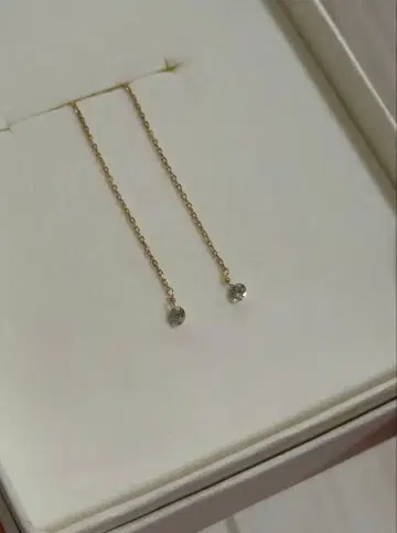 cui-cui 샴페인 다이아몬드 0.2ct 롱 귀걸이