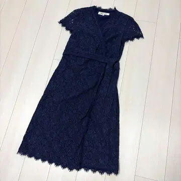 [새상품급] DVF 랩 원피스 전체 레이스 네이비 다크 네이비