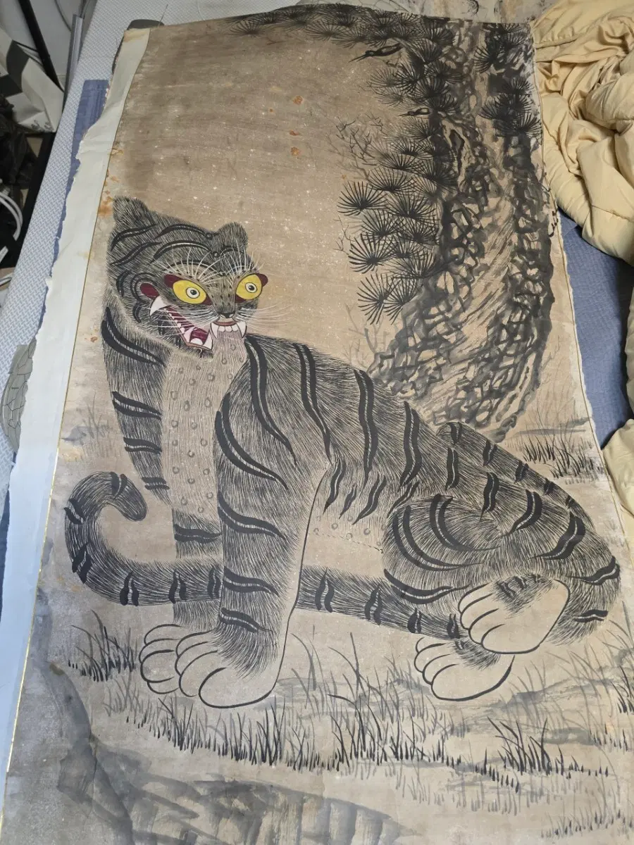 호랑이 그림 민화 족자