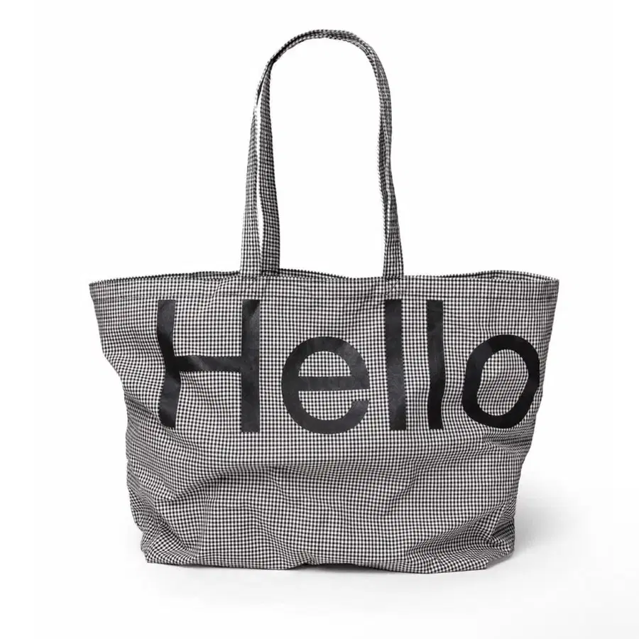 헬로듀드 Big tote bag 빅 토트백 블랙 체크