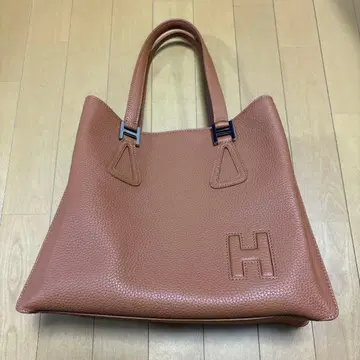 H 로고 토트백 브라운