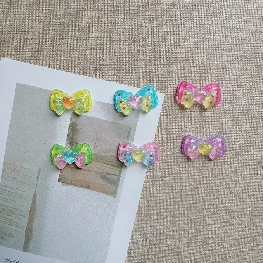 신상 반짝이 리본 데코덴 파츠 탑꾸재료 10개당 랜덤