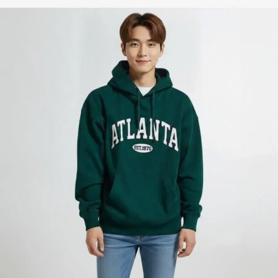 애틀랜타 기모 후드티 그린