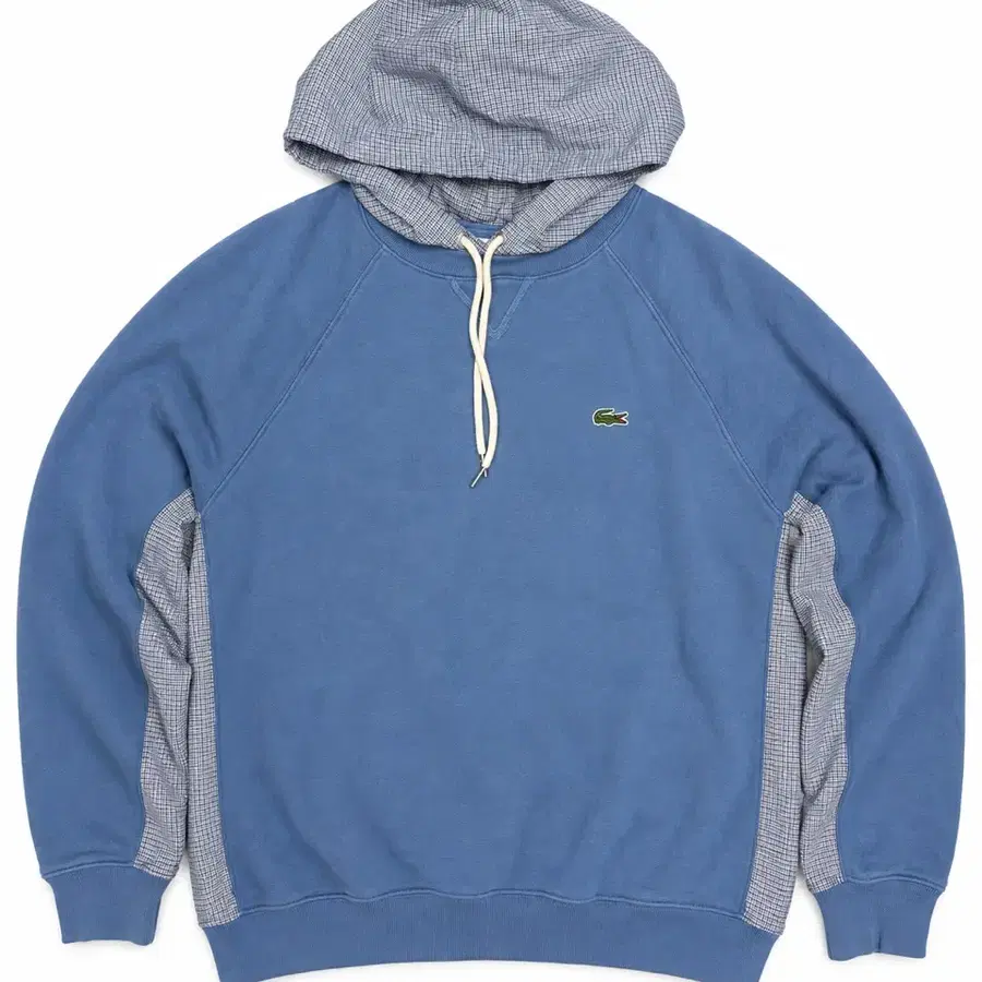 라코스테 체크 배색 레이어드 후드티 5사이즈 (실측 약 XL)