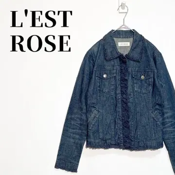 L'EST ROSE 프릴 데님 자켓 G 면 혼방 M 다크 블루