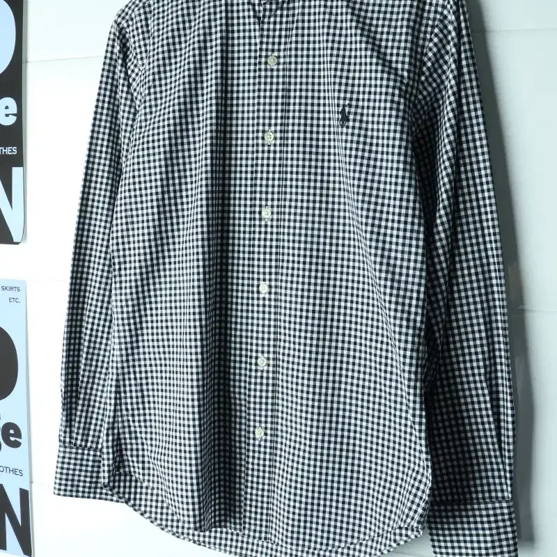 (S-M) 폴로 랄프로렌 셔츠 남방 USA 깅엄체크 블랙-H39873