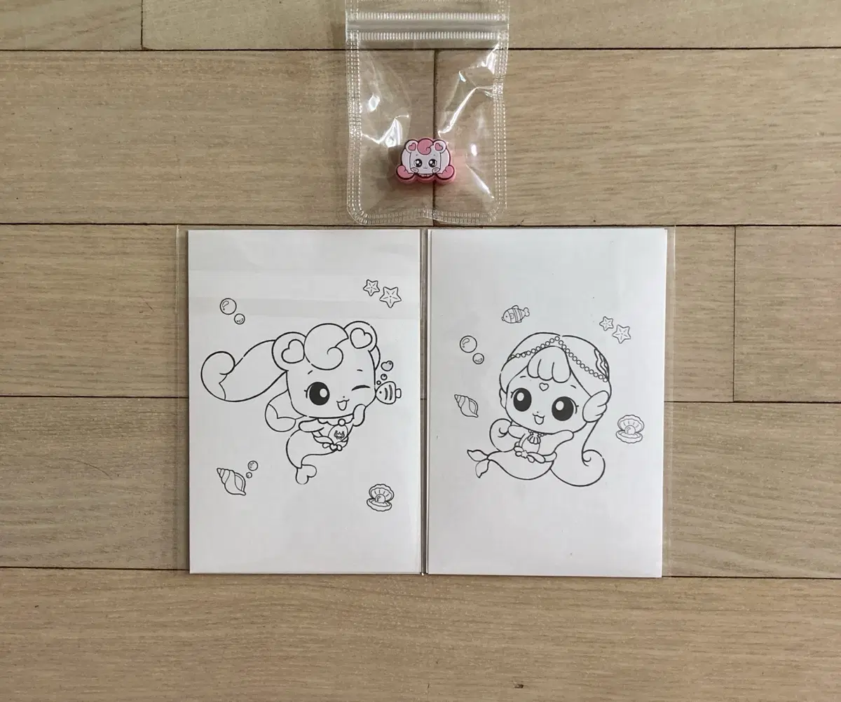 [사랑의 하츄핑: 고래보석의 전설] 케이블 보호캡/하츄핑+찰랑핑 컬러링 2종 엽서세트