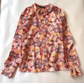 [새상품급] A.P.C. 일본풍 패턴 리본 셔츠 블라우스 S 프랑스제 올 패턴