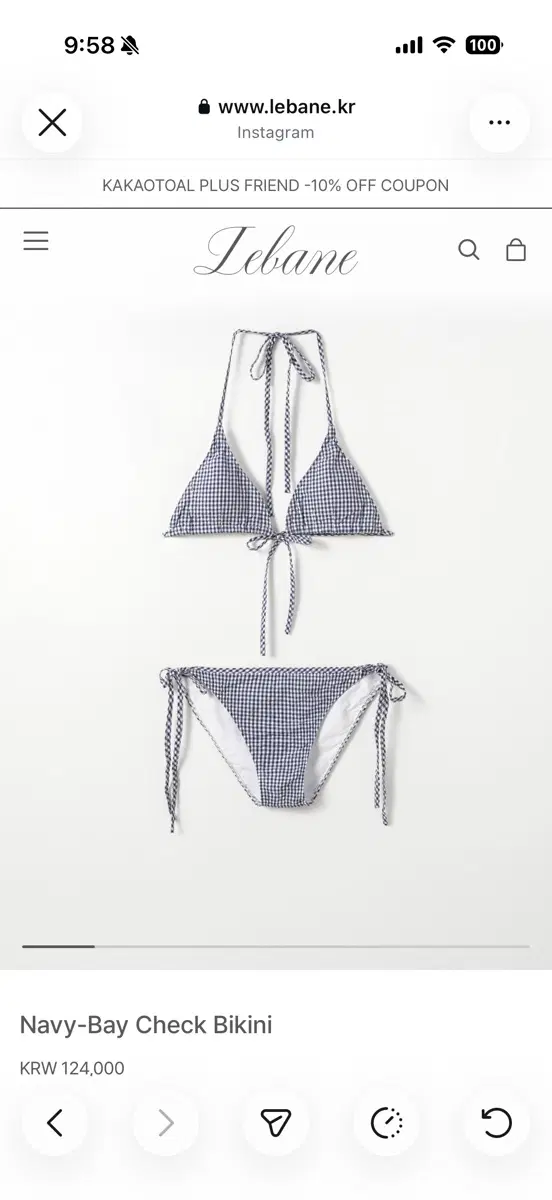 르베인 체크 비키니 Navy-Bay Check Bikini