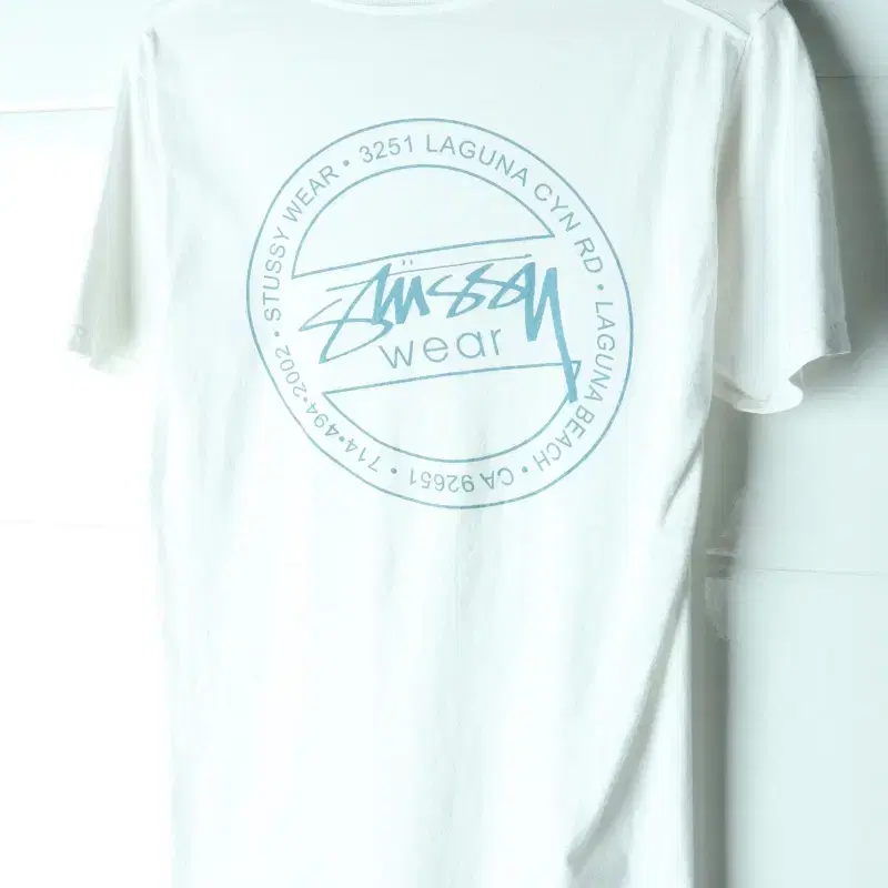 (S-M) 스투시 반팔 티셔츠 00S 년대 빅로고 화이트-H39893