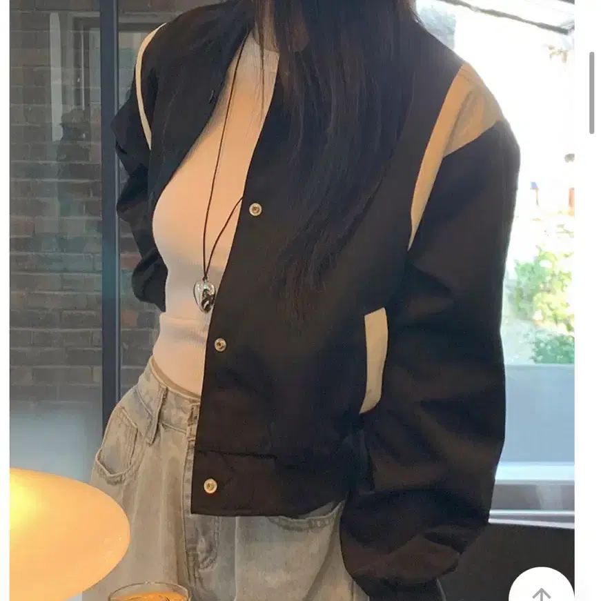 배색 야구점퍼 바시티 블랙