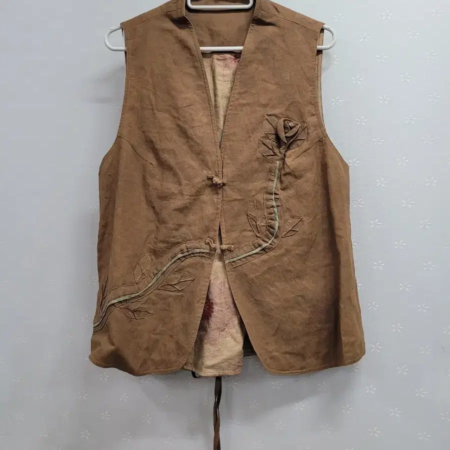 66)천연염색 나뭇잎 꽃 조끼