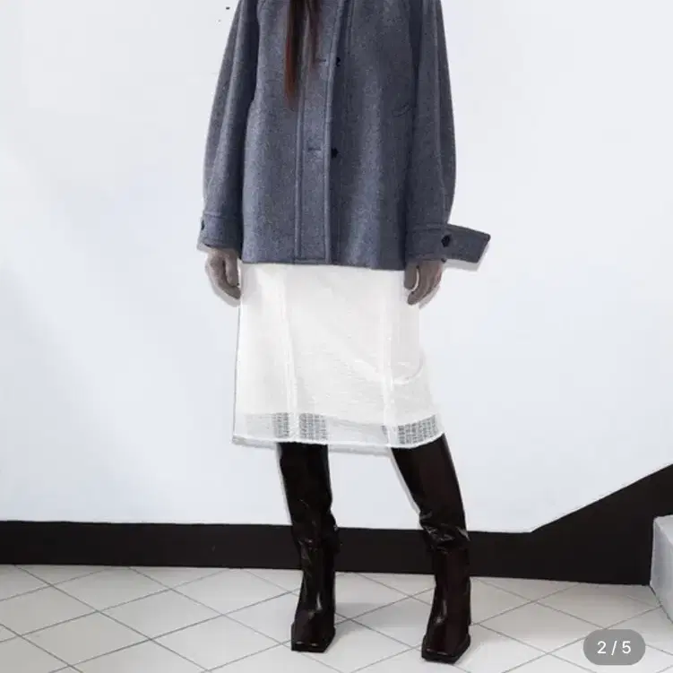 구호플러스 코트 Volume Sleeve High Neck Coat Grey (KE5X30M083)