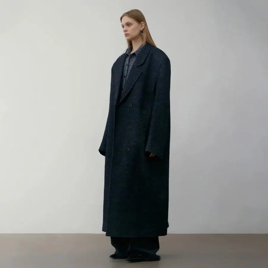 MELANGE WOOL OVERSIZED COAT_BLACK