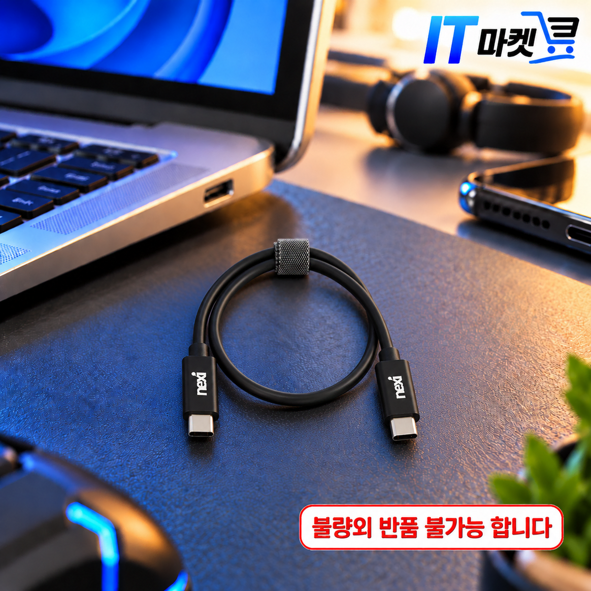 [딜러직판가/새상품]썬더볼트3 패시브 100W 케이블 0.5m 고속충전&데이터전송 겸용 / 영상출력(5K) 지원