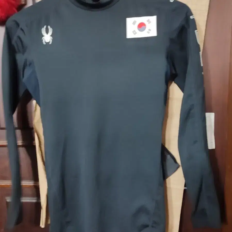 스파이더 긴팔 티셔츠 검정 태극기 레슬링 팀 코리아 국가대표 국대
