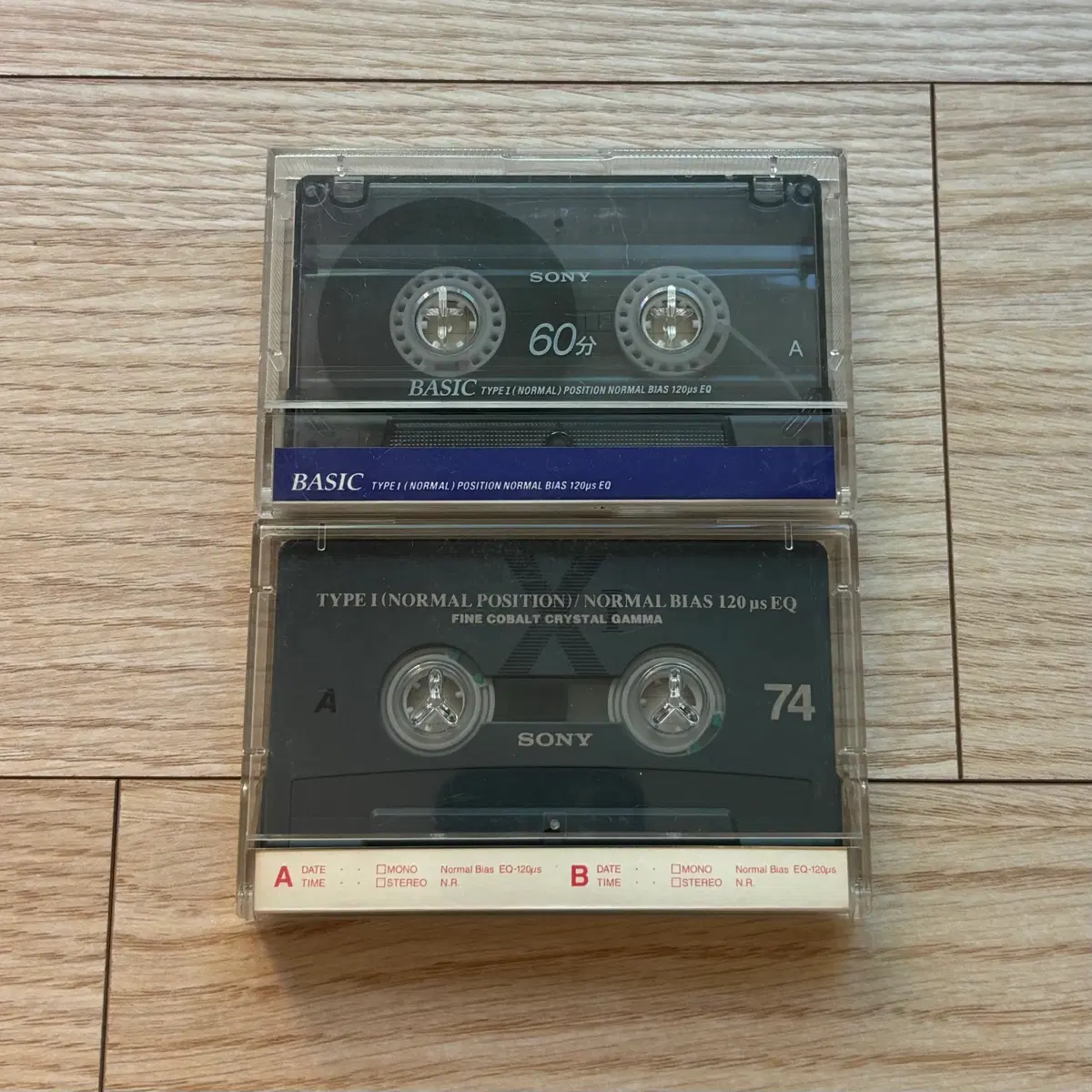 소니 Sony BASIC 60 74 Type I 일본제 카세트 중고 공테이프 2개