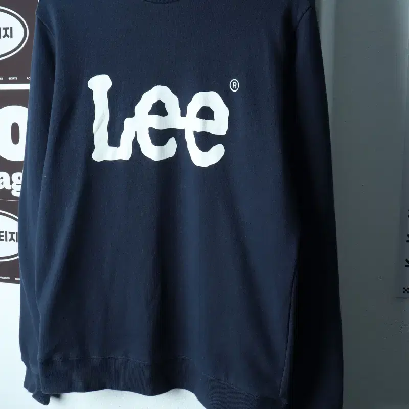 (M-XL) 리 맨투맨 티셔츠 빅로고 네이비 스웻 올드스쿨-H39842