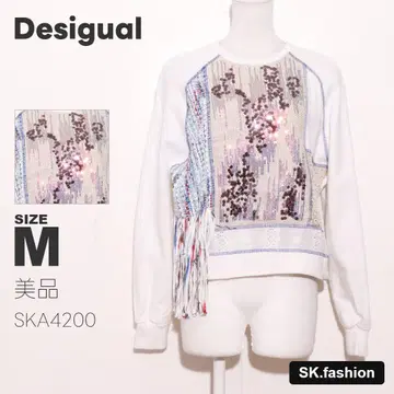 새상품급 Desigual 상의 맨투맨 긴팔 올 패턴 이소재 패치워크