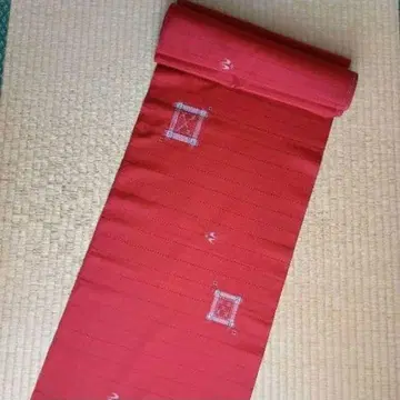 류큐 무늬 기모노 옷감 순수 실크 빨간색 계열