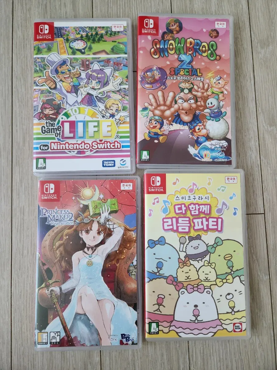 닌텐도 스위치 인생게임, 스노우브라더스2, 프린세스메이커2, 스미코구라시 다함께 리듬파티