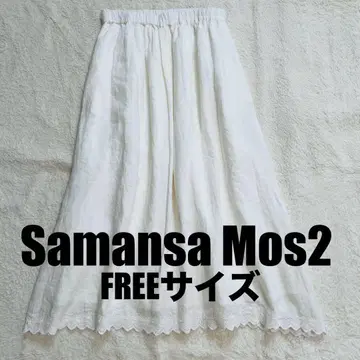 SamansaMos2 KAZUMI x SM2 린넨 자수 플레어 스커트