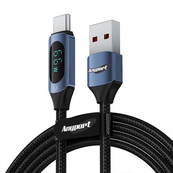 USB-A to C 66W 고속충전 전력표시 LED 케이블 2m