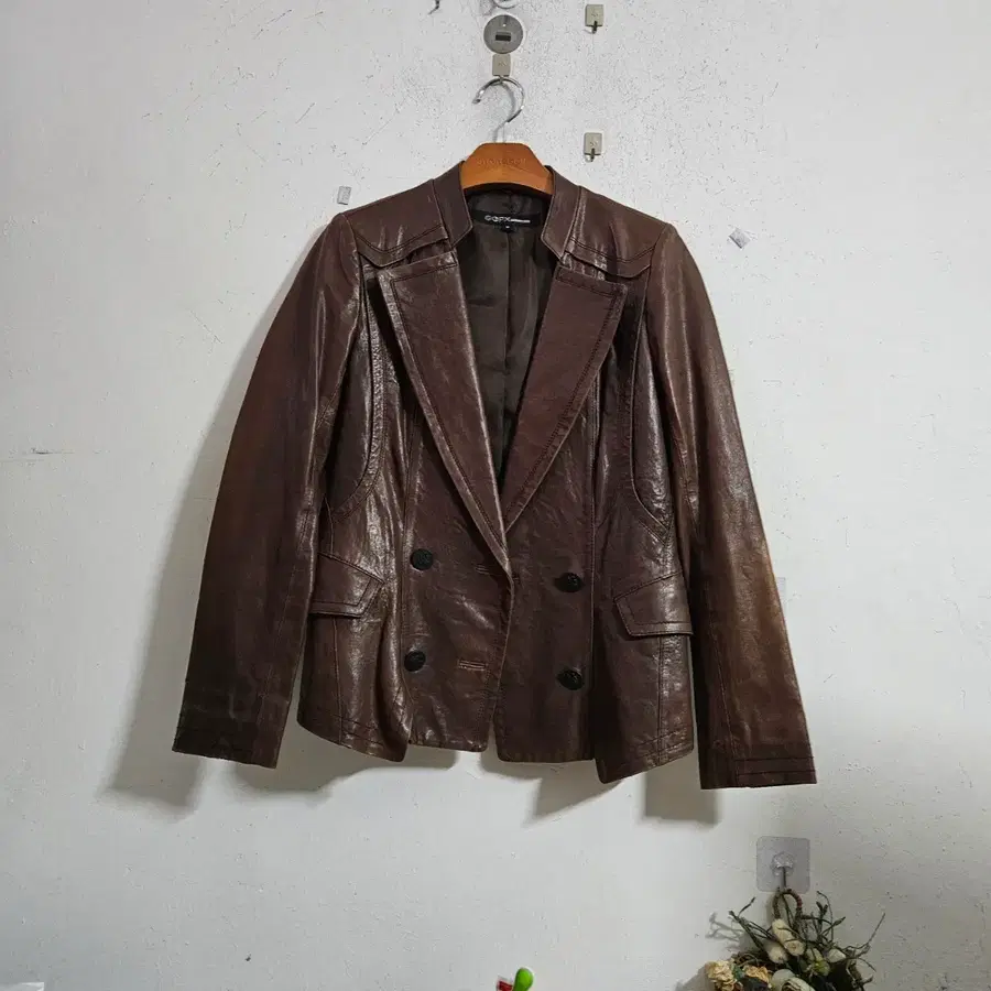 빈티지양가죽 자켓 브라운