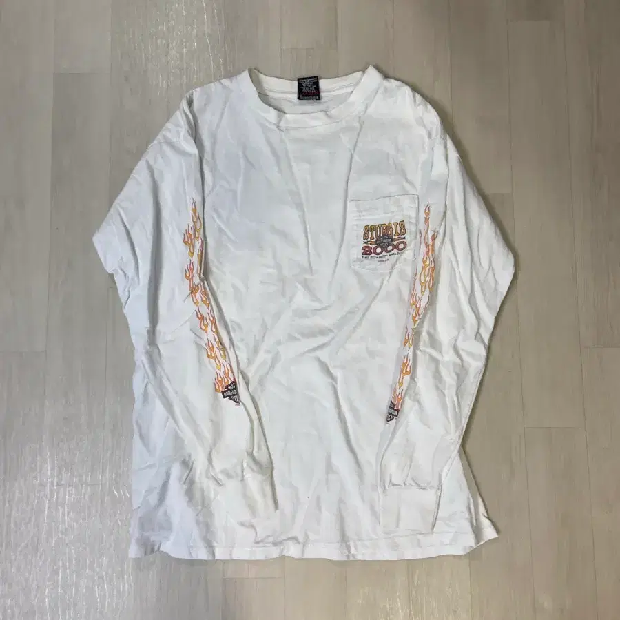 [XL] 00s 할리데이비슨 made in usa 플레임 롱슬리브 화이트