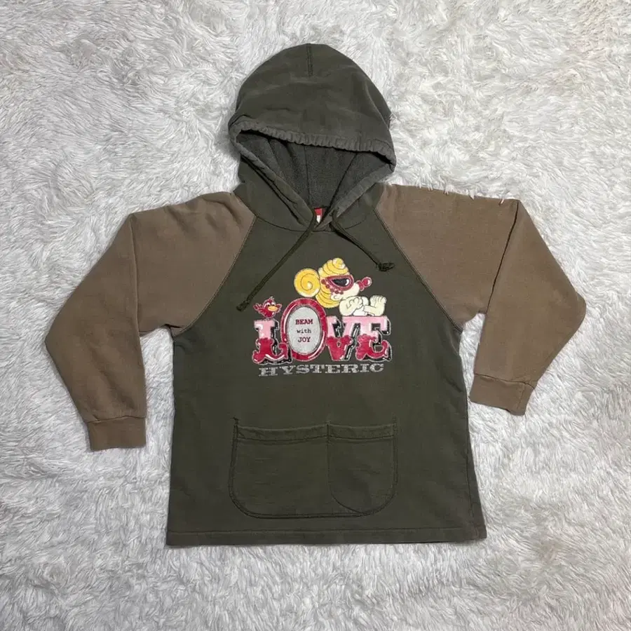 Hysteric Glamour 베이비 러브 나그랑 카키 후드 티